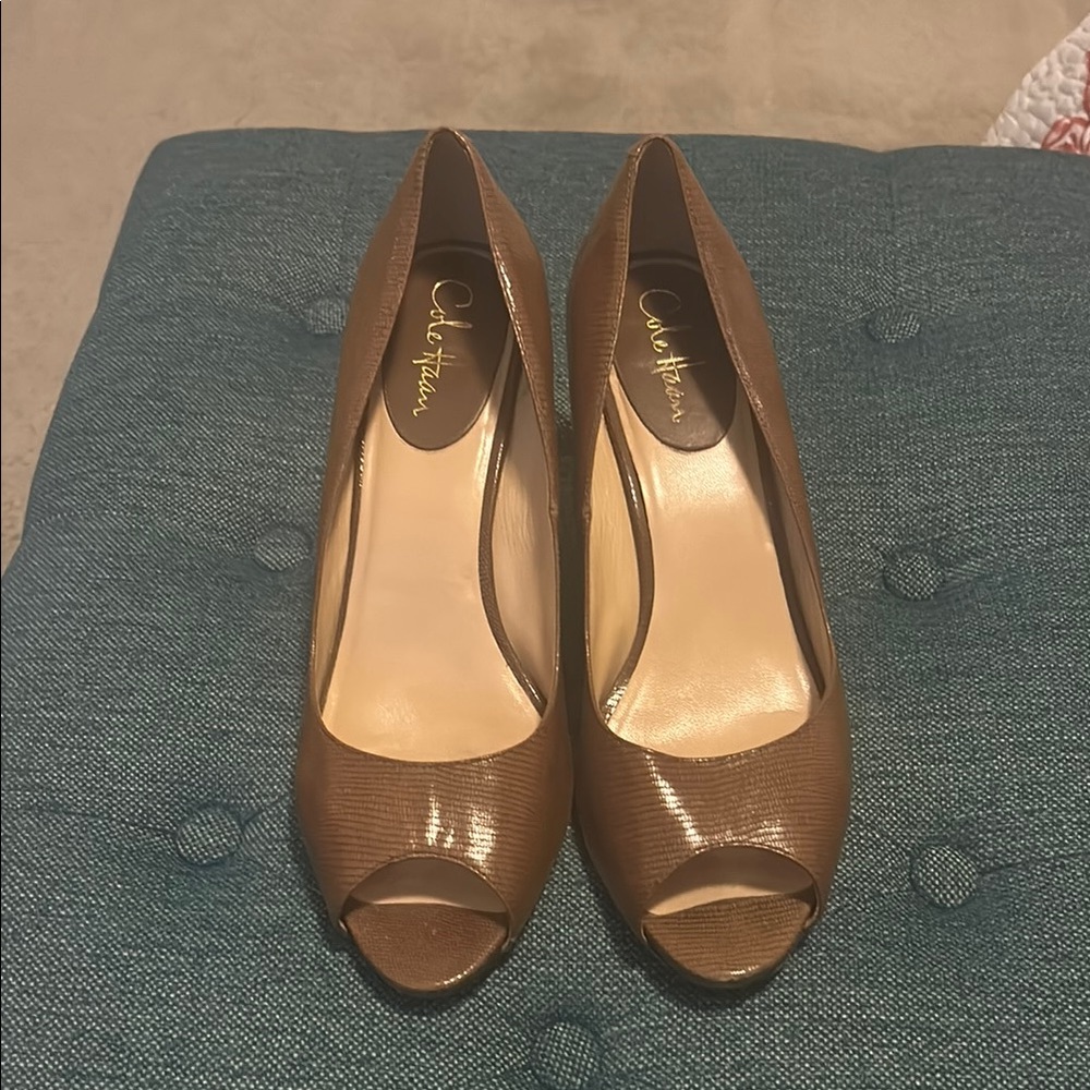 Cole Haan Brown Peep Toe Heels